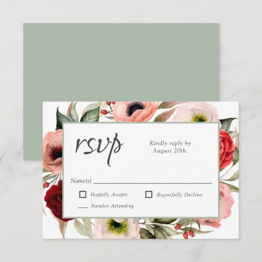 Rustic Boho Floral Wedding RSVP (Voorkant / Achterkant)