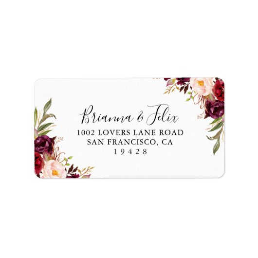 Rustic Boho Floral Wedding RSVP Adres Etiket (Voorkant)
