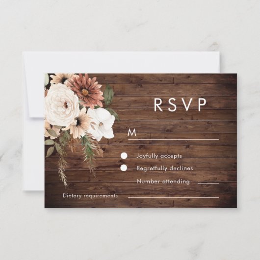 Rustic Boho Floral Wedding RSVP Kaartje (Voorkant)