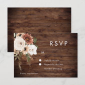 Rustic Boho Floral Wedding RSVP Kaartje (Voorkant / Achterkant)