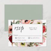 Rustic Boho Floral Wedding RSVP Kaartje (Voorkant / Achterkant)