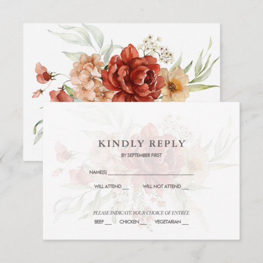 Rustic Boho Floral Wedding RSVP Uitnodiging (Voorkant / Achterkant)