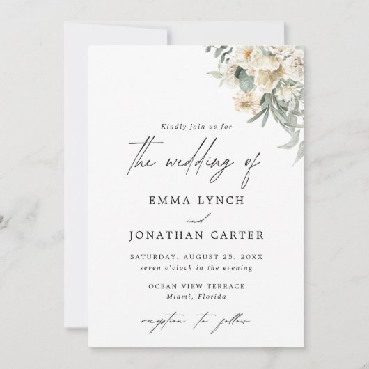 Rustic Boho Floral Wedding Uitnodiging (Voorkant)