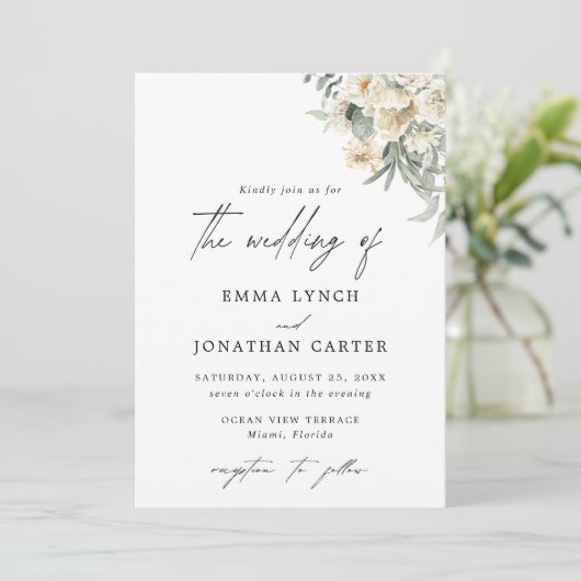 Rustic Boho Floral Wedding Uitnodiging (Staand voorkant)