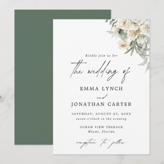 Rustic Boho Floral Wedding Uitnodiging (Voorkant / Achterkant)
