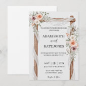 Rustic Boho Floral Wedding Uitnodiging (Voorkant / Achterkant)
