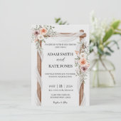 Rustic Boho Floral Wedding Uitnodiging (Staand voorkant)