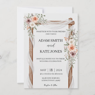 Rustic Boho Floral Wedding Uitnodiging