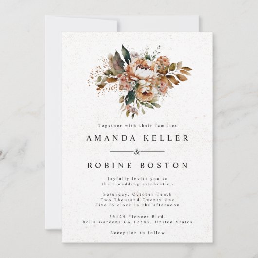 Rustic Boho Floral Wedding Uitnodiging (Voorkant)