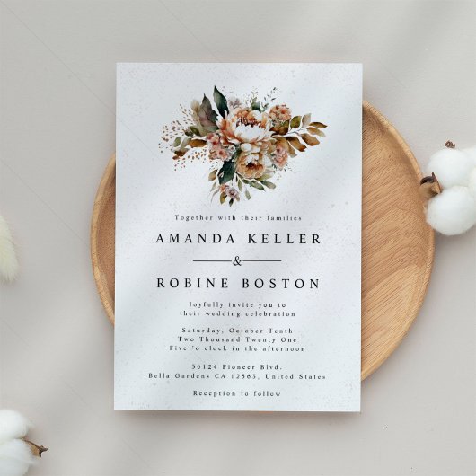 Rustic Boho Floral Wedding Uitnodiging