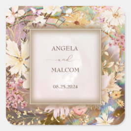 Rustic Boho Floral Wedding Vierkante Sticker