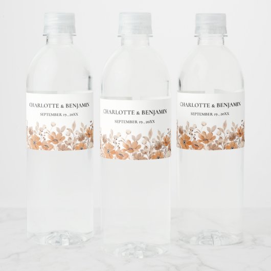 Rustic Boho Floral Wedding Waterfles Etiket (Flessen)