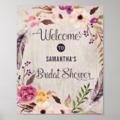 Rustic Boho Floral Welcome Poster Vrijgezellenfees (Voorkant)