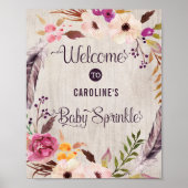 Rustic Boho Floral Welcome Sign Baby Sprinkle Poster (Voorkant)