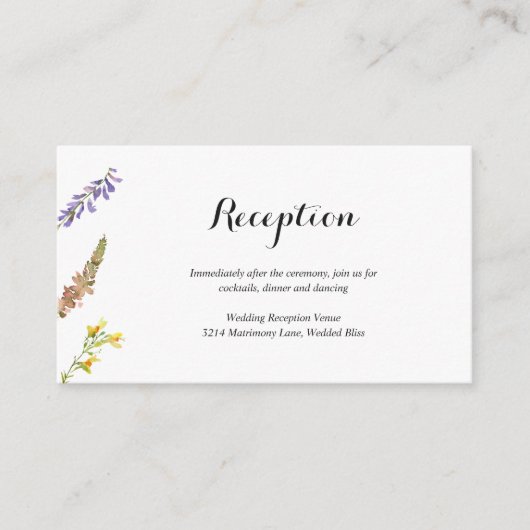 Rustic Boho Floral Wildflower Reception Weddenscha Informatiekaartje (Voorkant)