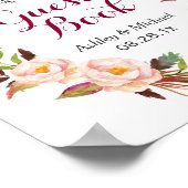 Rustic Boho Floral Wreath Guestbook Wedding Sign Poster (Hoek)