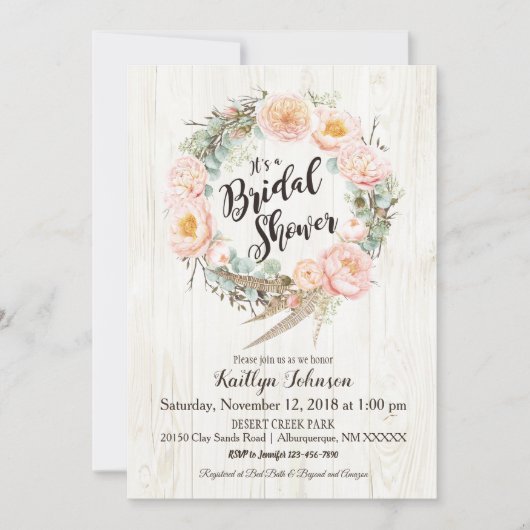 Rustic Boho Floral Wreath Vrijgezellenfeest Kaart (Voorkant)