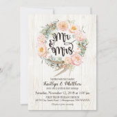 Rustic Boho Floral Wreath Wedding Invitation Kaart (Voorkant)