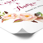 Rustic Boho Floral Wreath Welcome Wedding Sign Poster (Hoek)