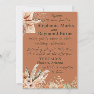 Rustic-Boho Florals & Feathers bruiloft uitnodigin Kaart