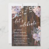 Rustic Boho Flowers & Lights Laten we vieren Kaart (Voorkant)