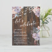 Rustic Boho Flowers & Lights Laten we vieren Kaart (Staand voorkant)