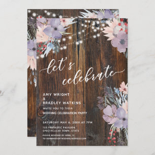 Rustic Boho Flowers & Lights Laten we vieren Kaart