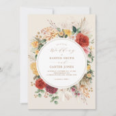 Rustic Boho Flowers Pampas Grass Wedding Party IV Kaart (Voorkant)