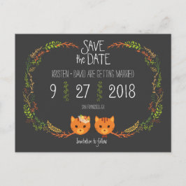 Rustic Boho Forest Cats Wedding Invitation Aankondigingskaart