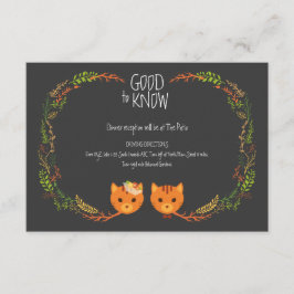 Rustic Boho Forest Cats Wedding Invitation Informatiekaartje