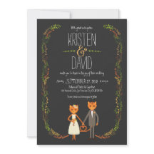 Rustic Boho Forest Cats Wedding Invitation