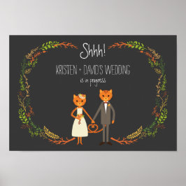 Rustic Boho Forest Cats Wedding Invitation Poster