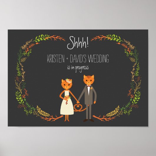 Rustic Boho Forest Cats Wedding Invitation Poster (Voorkant)