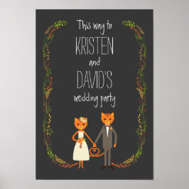 Rustic Boho Forest Cats Wedding Invitation Poster