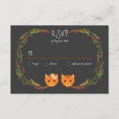 Rustic Boho Forest Cats Wedding Invitation RSVP Kaartje (Voorkant)