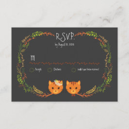 Rustic Boho Forest Cats Wedding Invitation RSVP Kaartje