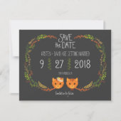 Rustic Boho Forest Cats Wedding Invitation Save The Date (Voorkant)