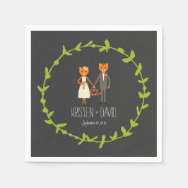 Rustic Boho Forest Cats Wedding Invitation Servet