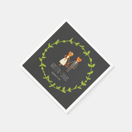 Rustic Boho Forest Cats Wedding Invitation Servet (Hoek)