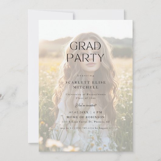 Rustic Boho Frosted Master Photo Afstudeerder Part Kaart (Voorkant)