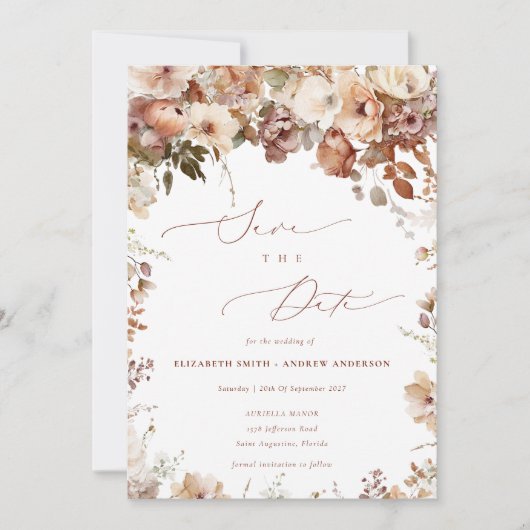 Rustic Boho Garden Flowers Photo Save the Date Kaart (Voorkant)