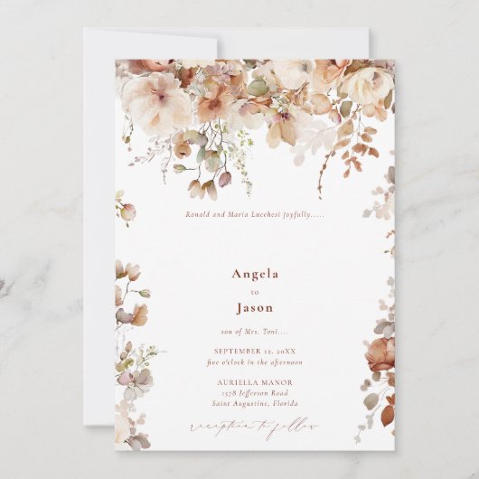 Rustic Boho Garden Flowers Weddenschap QR Code Kaart (Voorkant)