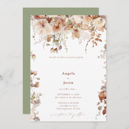 Rustic Boho Garden Flowers Weddenschap QR Code Kaart (Voorkant / Achterkant)