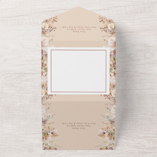 Rustic Boho Garden Flowers Wedding All In One Uitnodiging (Buitenkant)