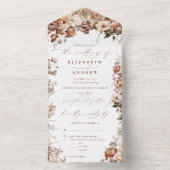Rustic Boho Garden Flowers Wedding All In One Uitnodiging (Binnen)