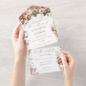 Rustic Boho Garden Flowers Wedding All In One Uitnodiging (Afscheurbaar)
