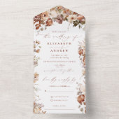 Rustic Boho Garden Flowers Wedding All In One Uitnodiging (Binnen)
