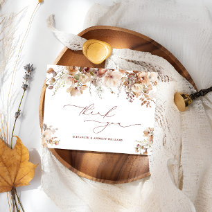 Rustic Boho Garden Flowers Wedding Bedankkaart