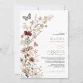 Rustic Boho Garden Flowers Wedding Kaart (Voorkant)