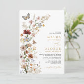 Rustic Boho Garden Flowers Wedding Kaart (Staand voorkant)